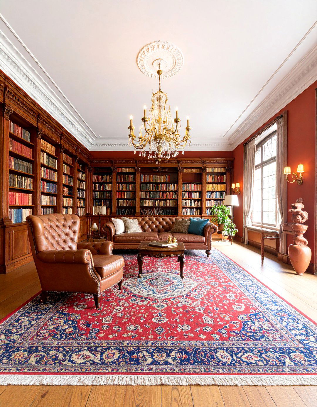 Victorian Terracotta Library with Rich Textures - 25 terracotta home decor ideas
