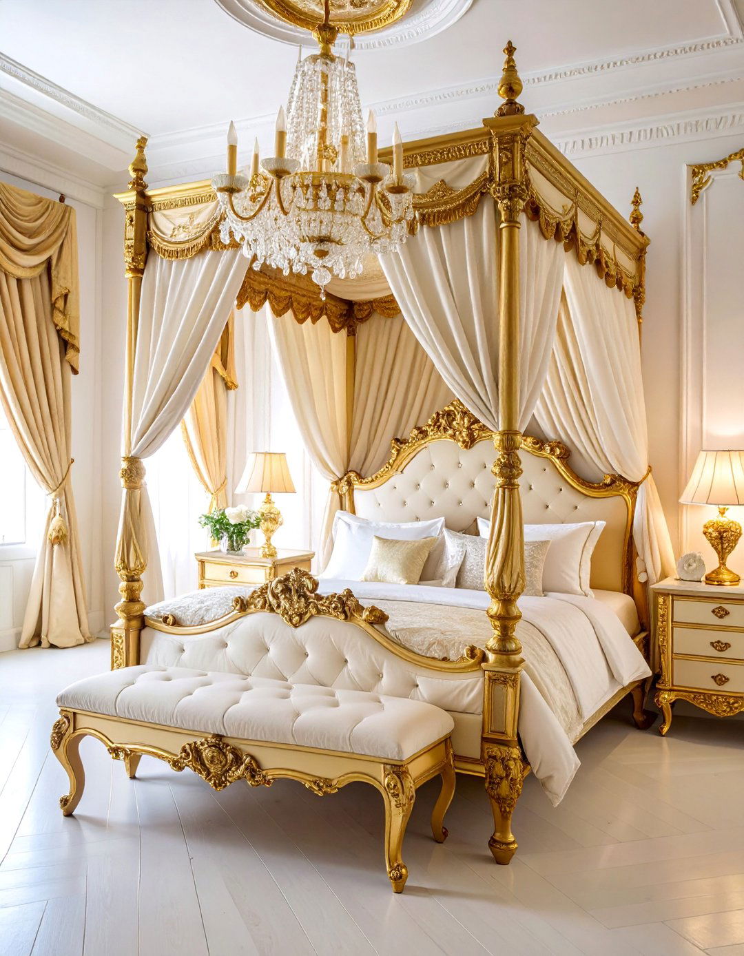 Victorian White and Gold Bedroom - 25 White and Gold Bedroom Ideas