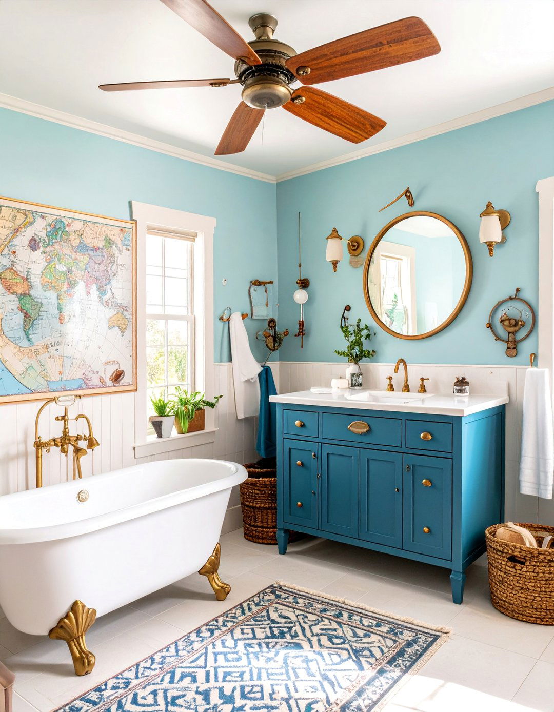 Vintage Airplane Kids Bathroom with Aviation Museum Style - 25 Kids Bathroom Ideas