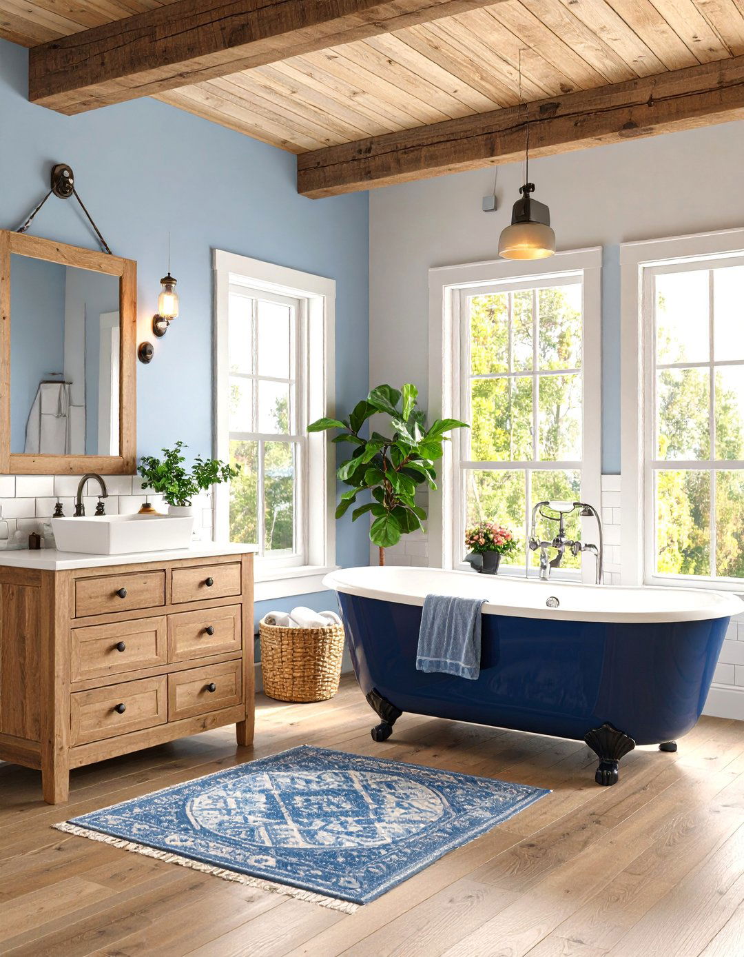 Vintage Americana Barndominium Bathroom with Patriotic Touches - 25 Barndominium Bathroom Ideas