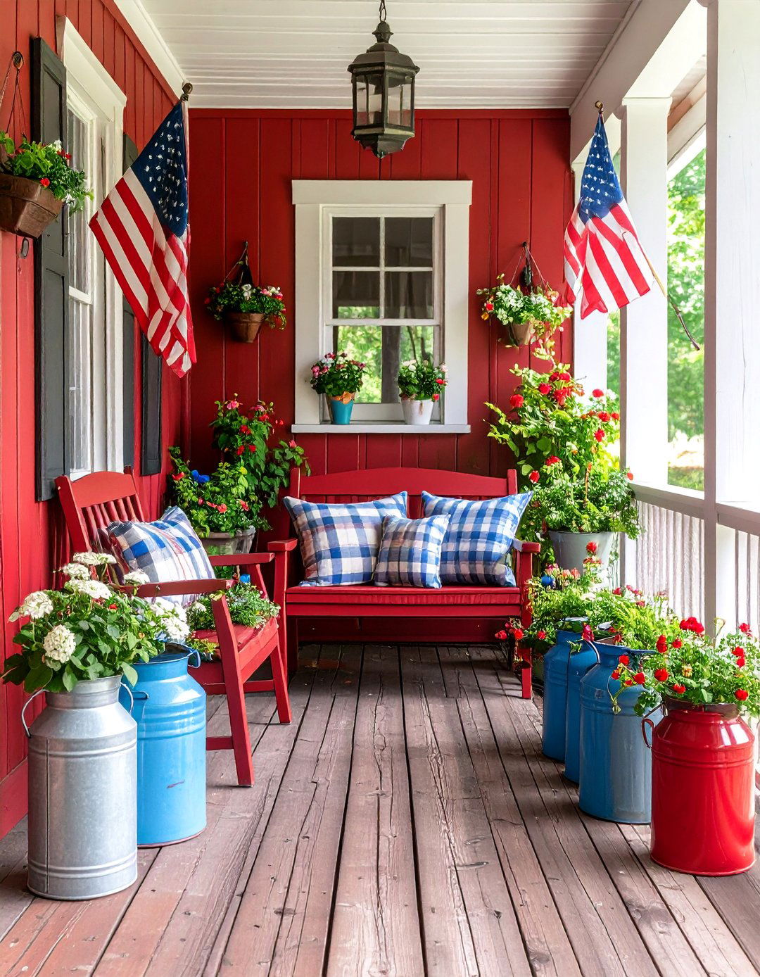 Vintage Americana Porch with Patriotic Fall Touches - 25 Fall Decor Ideas