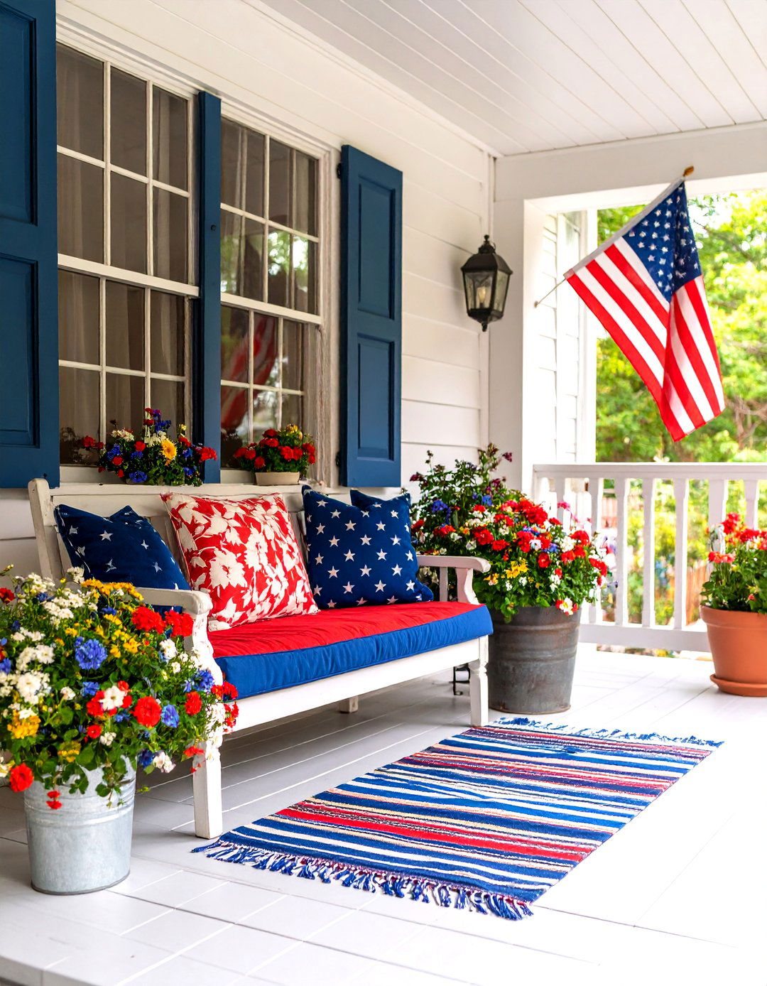 Vintage Americana Porch with Patriotic Style - 25 Small Porch Ideas