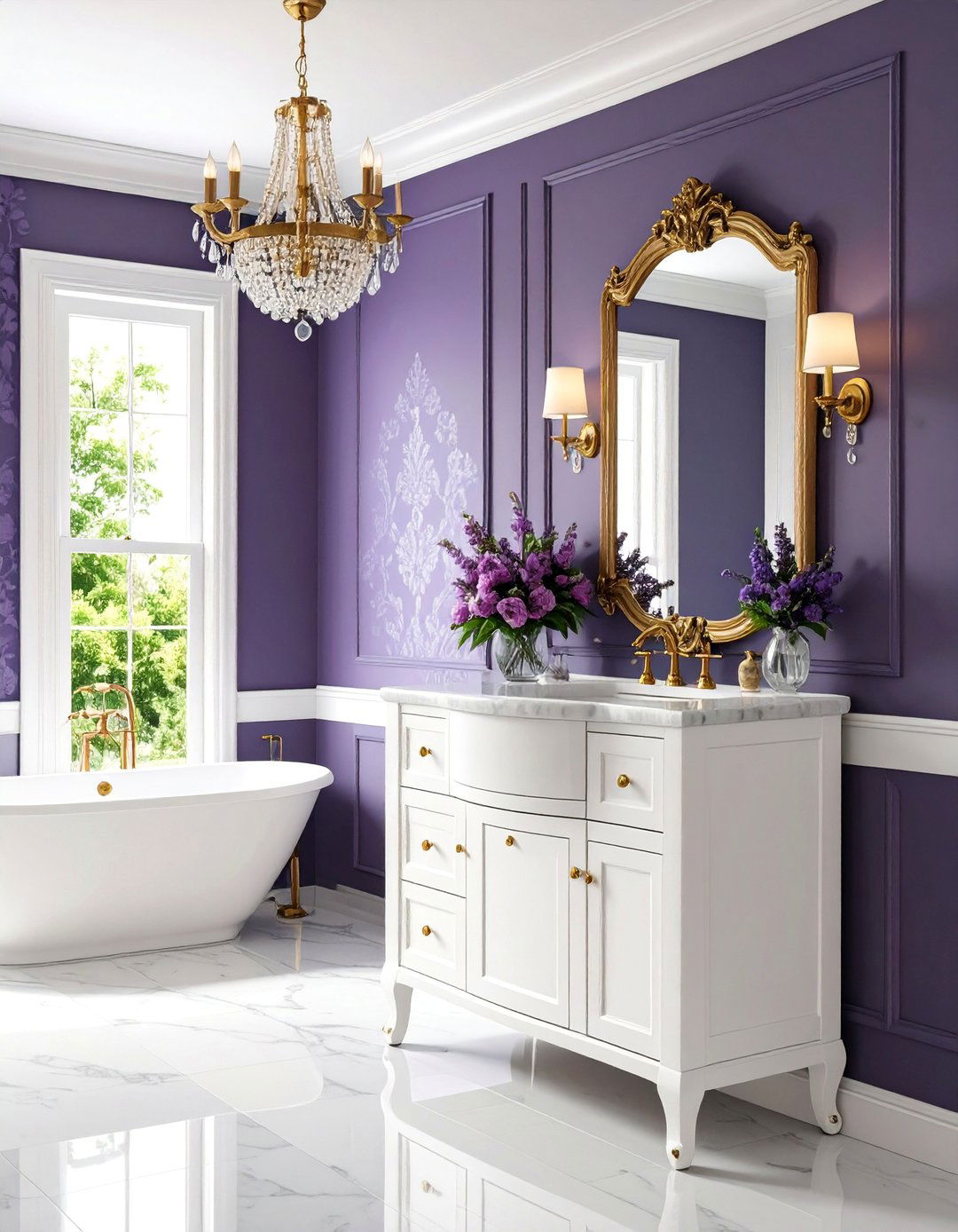 Vintage Amethyst Powder Room - 25 Purple Bathroom Ideas