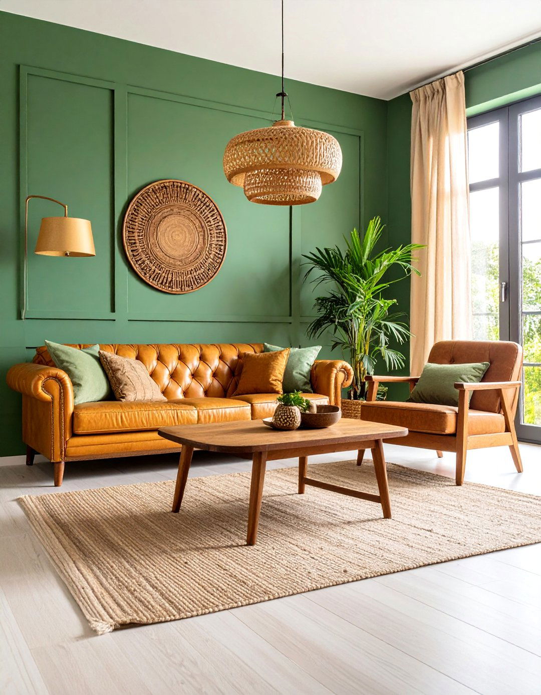 Vintage Antique Accents with Sage Green Paint - 25 Rustic Sage Green Living Room Ideas