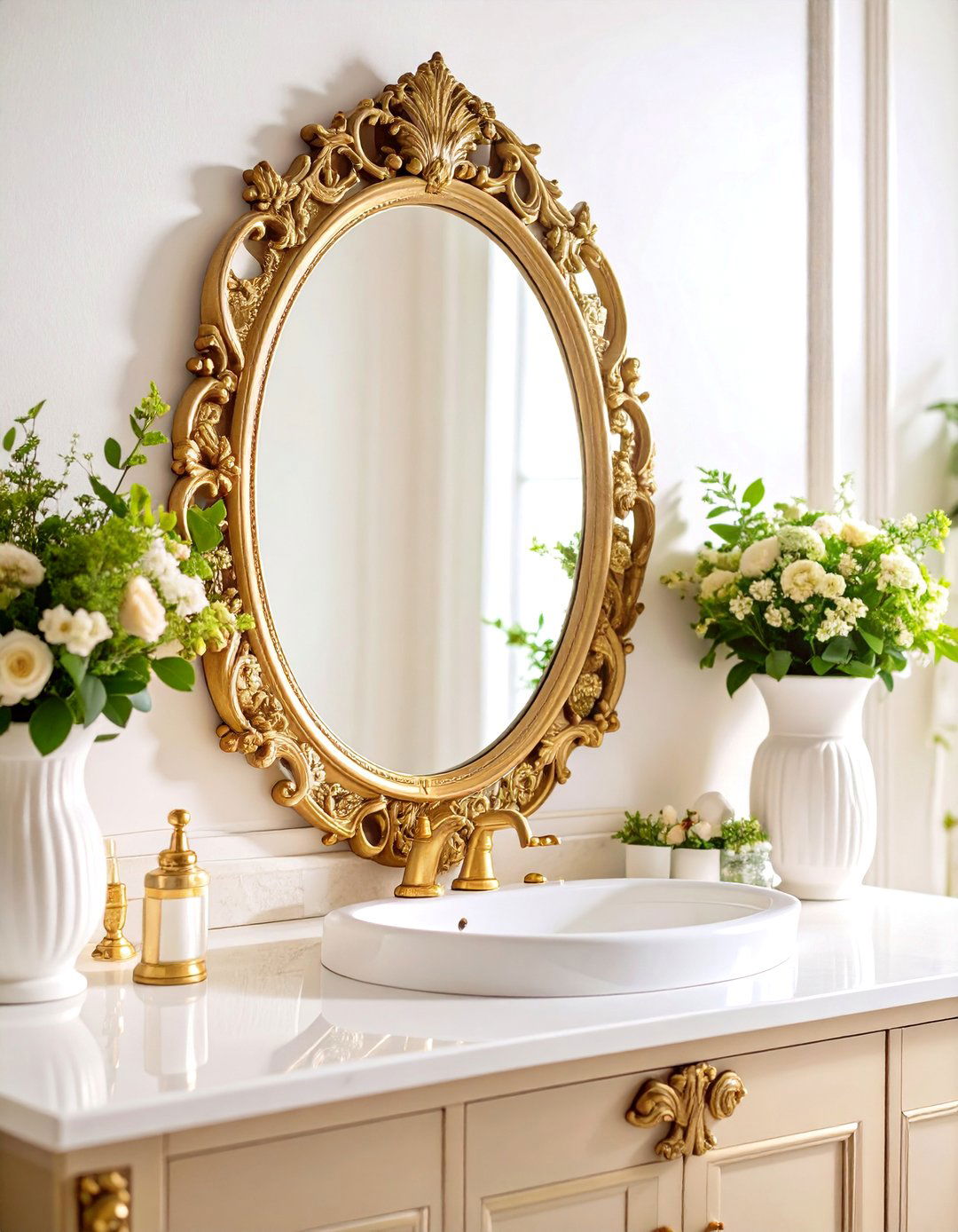 Vintage Antique Mirror with Ornate Detailing - 25 Bathroom Mirror Ideas