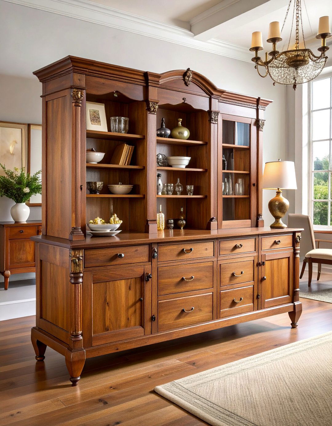 Vintage Apothecary Hutch with Multiple Small Drawers - 25 Dining Room Hutch Ideas