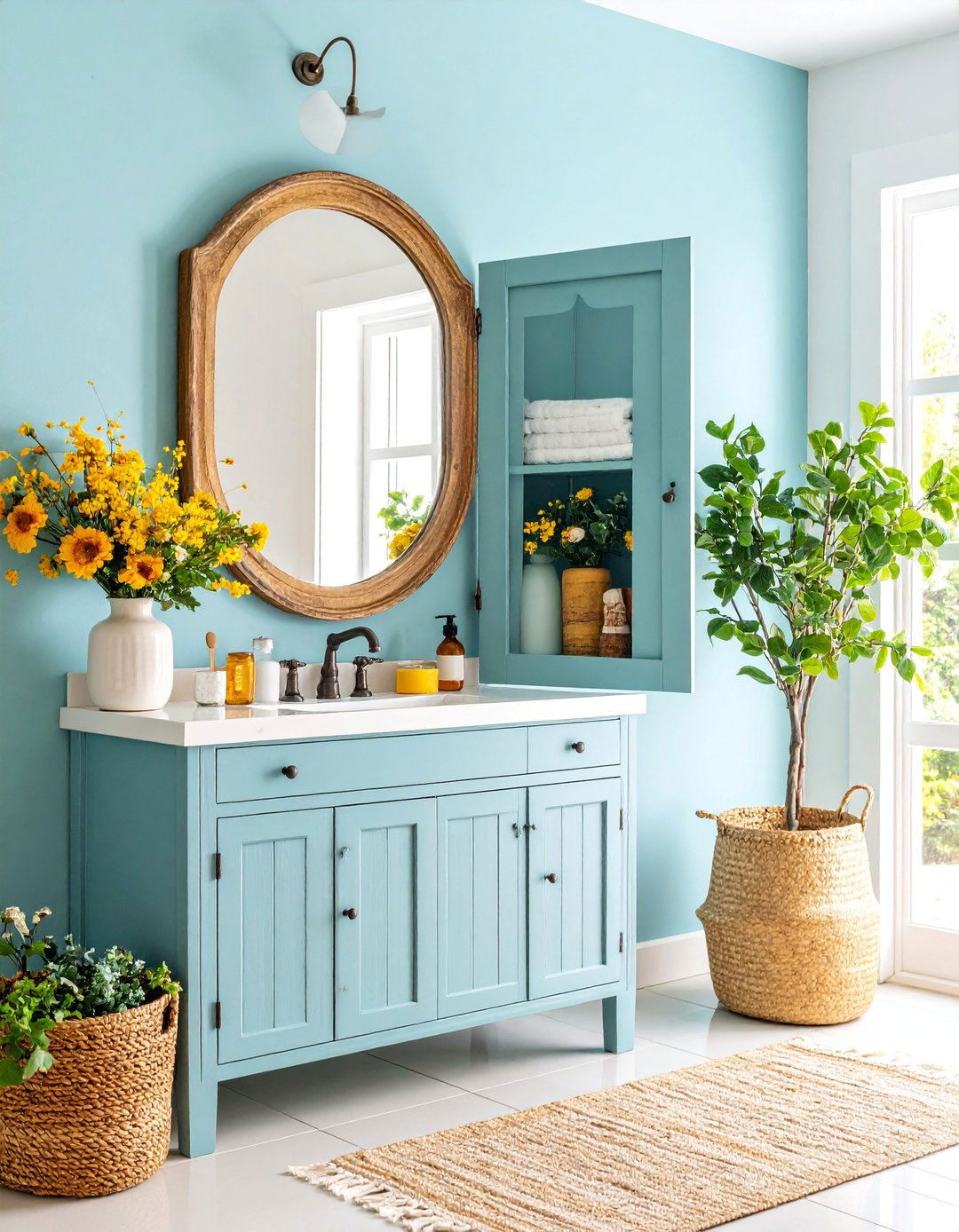 Vintage Apothecary Mirror with Medicine Cabinet Functionality - 25 Farmhouse Bathroom Mirrors Ideas