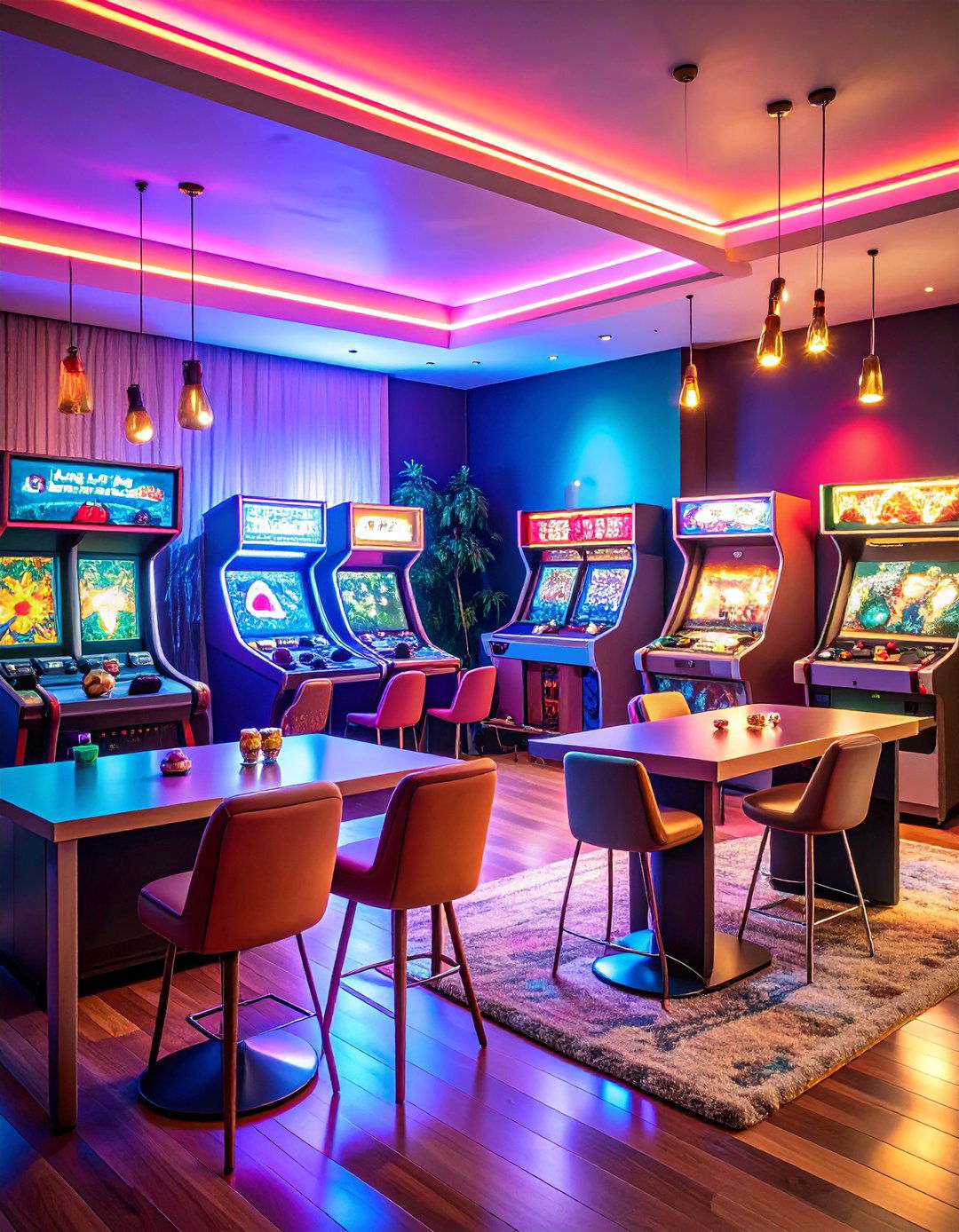 Vintage Arcade Living Room with Retro Gaming - 25 Man Cave Living Room Ideas