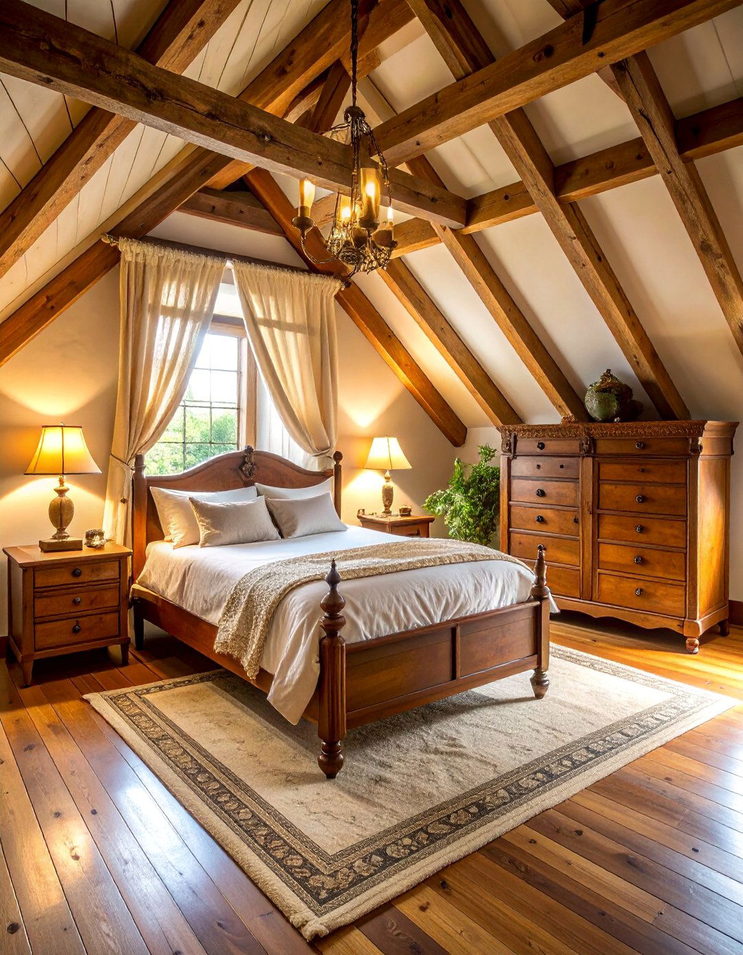 Vintage Attic Bedroom with Antique Character - 25 Attic Bedroom Ideas