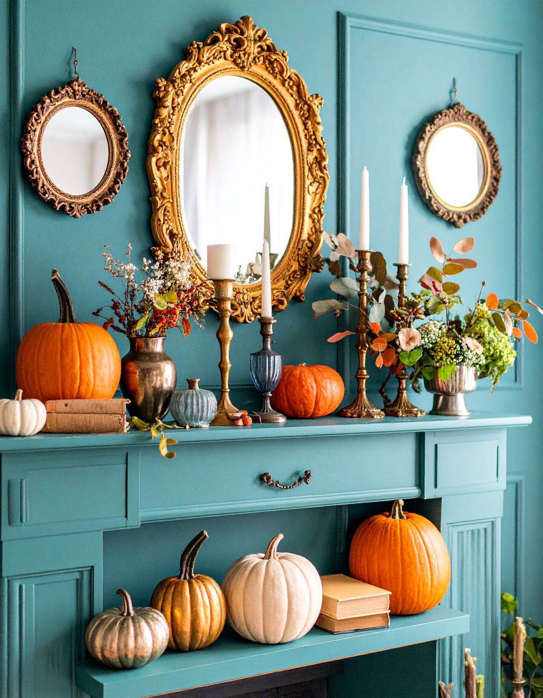 Vintage Autumn Mantel Collection - 25 Fall Mantel Decor Ideas