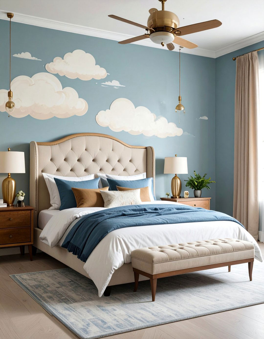 Vintage Aviation Cloud Bedroom with Retro Elements - 25 Cloud-Themed Bedroom Ideas