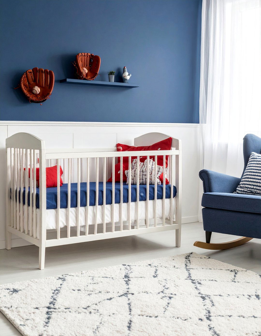Vintage Ballpark Nursery with Classic Red and Navy Accents - 25 Baseball Room Decor Ideas