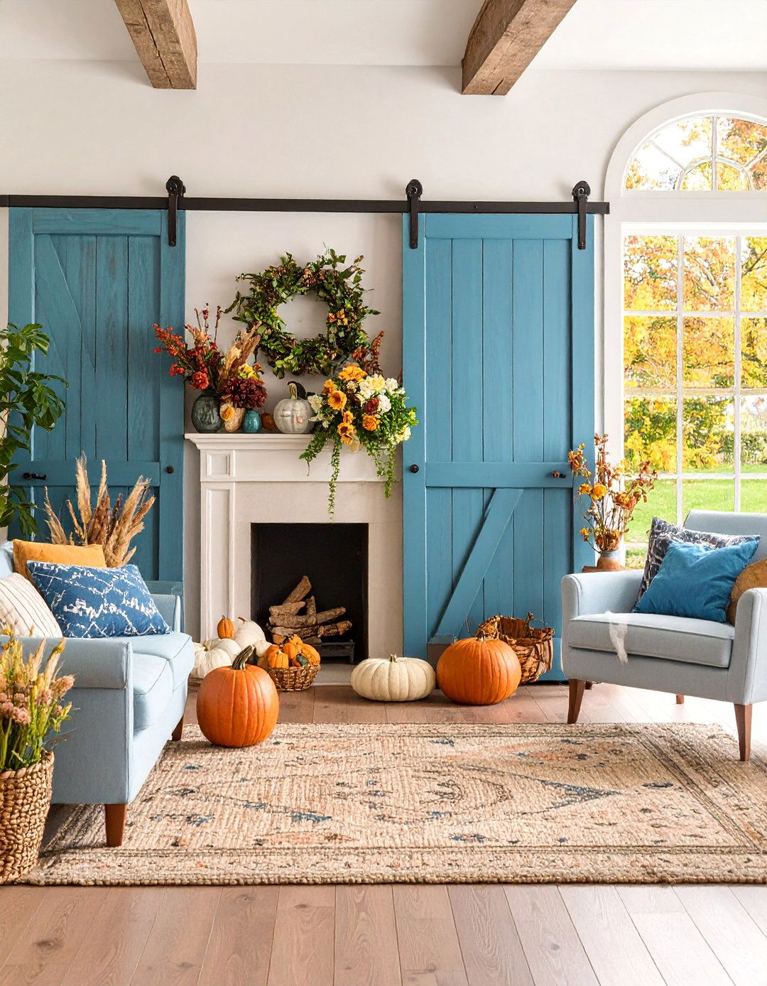 Vintage Barn Door Fireplace Screen Design - 25 Farmhouse Fireplace Ideas