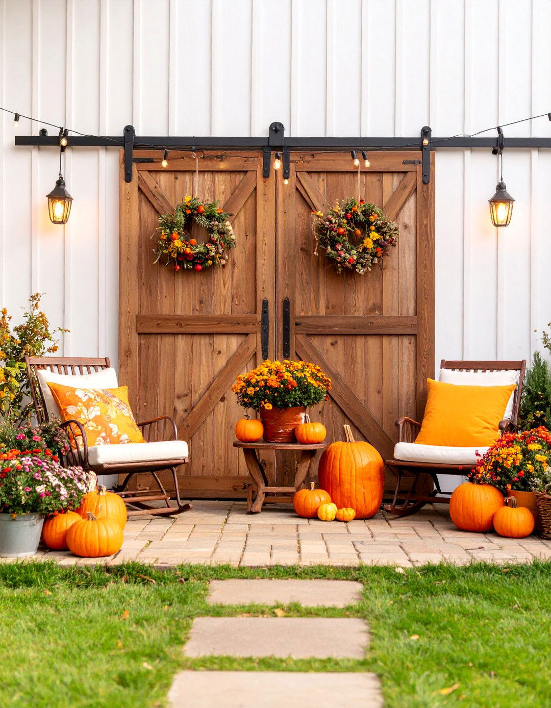 Vintage Barn Patio with Sliding Door Backdrop - 25 Rustic Patio Ideas