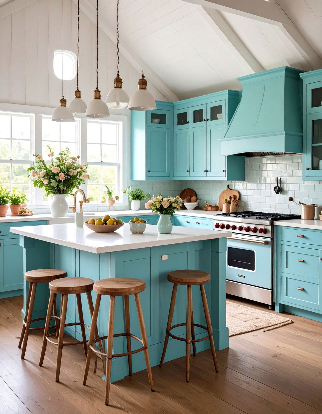 Vintage Barndominium Kitchen with Retro Appliances and Colors - 25 Barndominium Kitchen Ideas