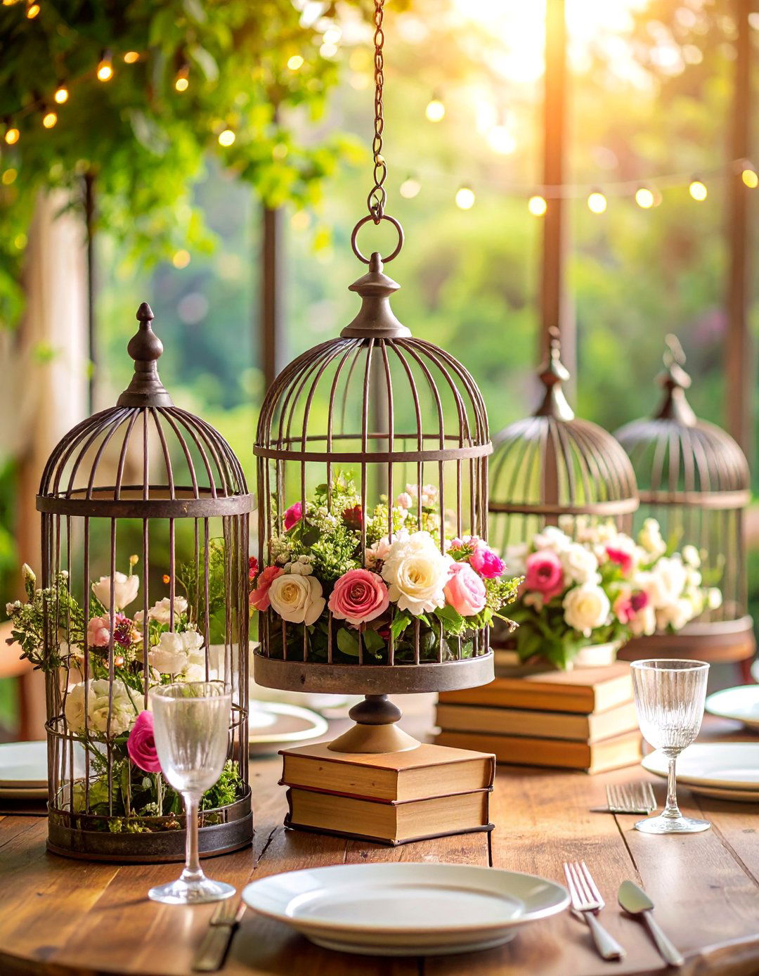 Vintage Birdcage Floral Centerpieces - 25 Rehearsal Dinner Centerpiece Ideas