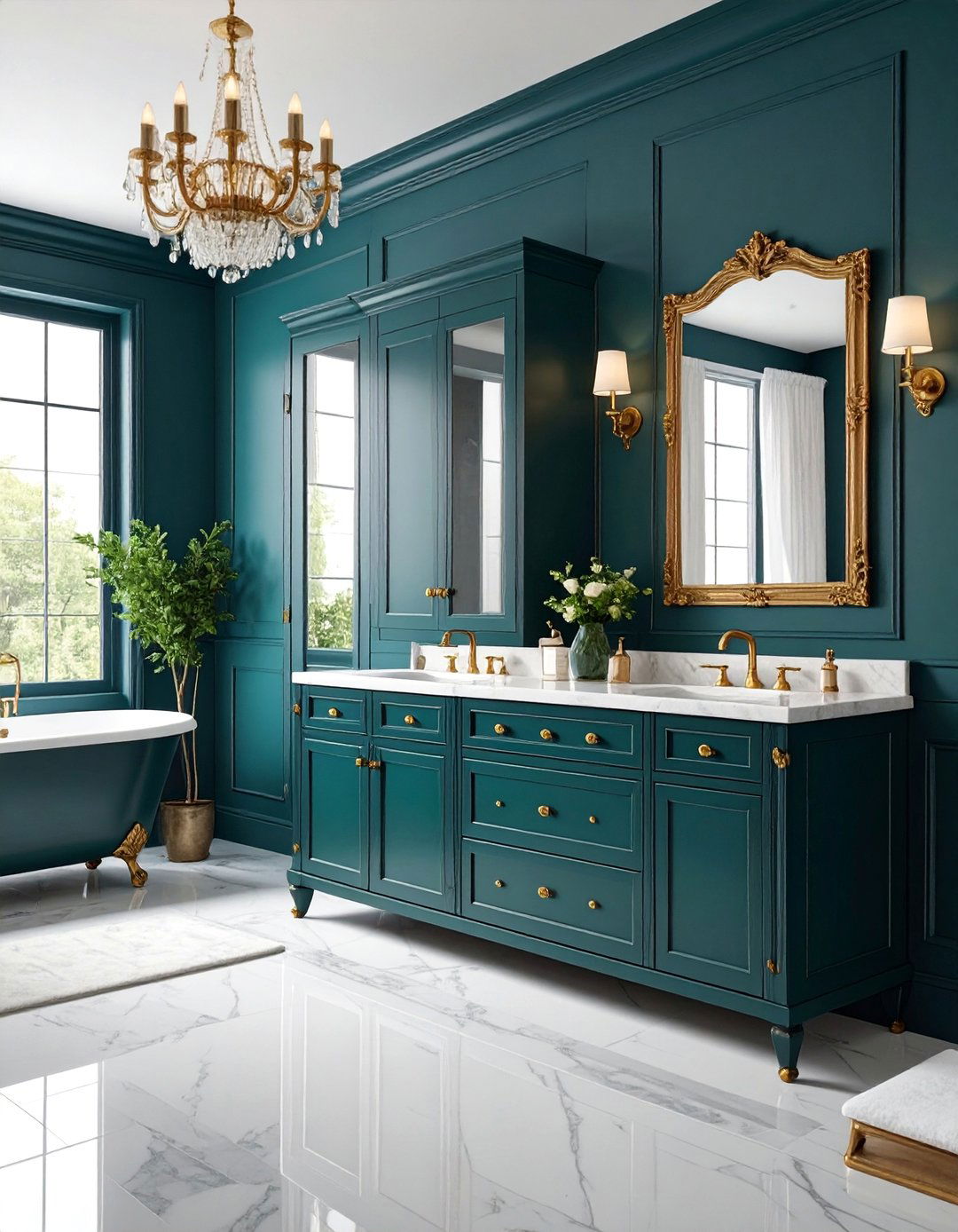 Vintage Black Vanity with Apothecary Style Details - 25 Black Vanity Bathroom Ideas