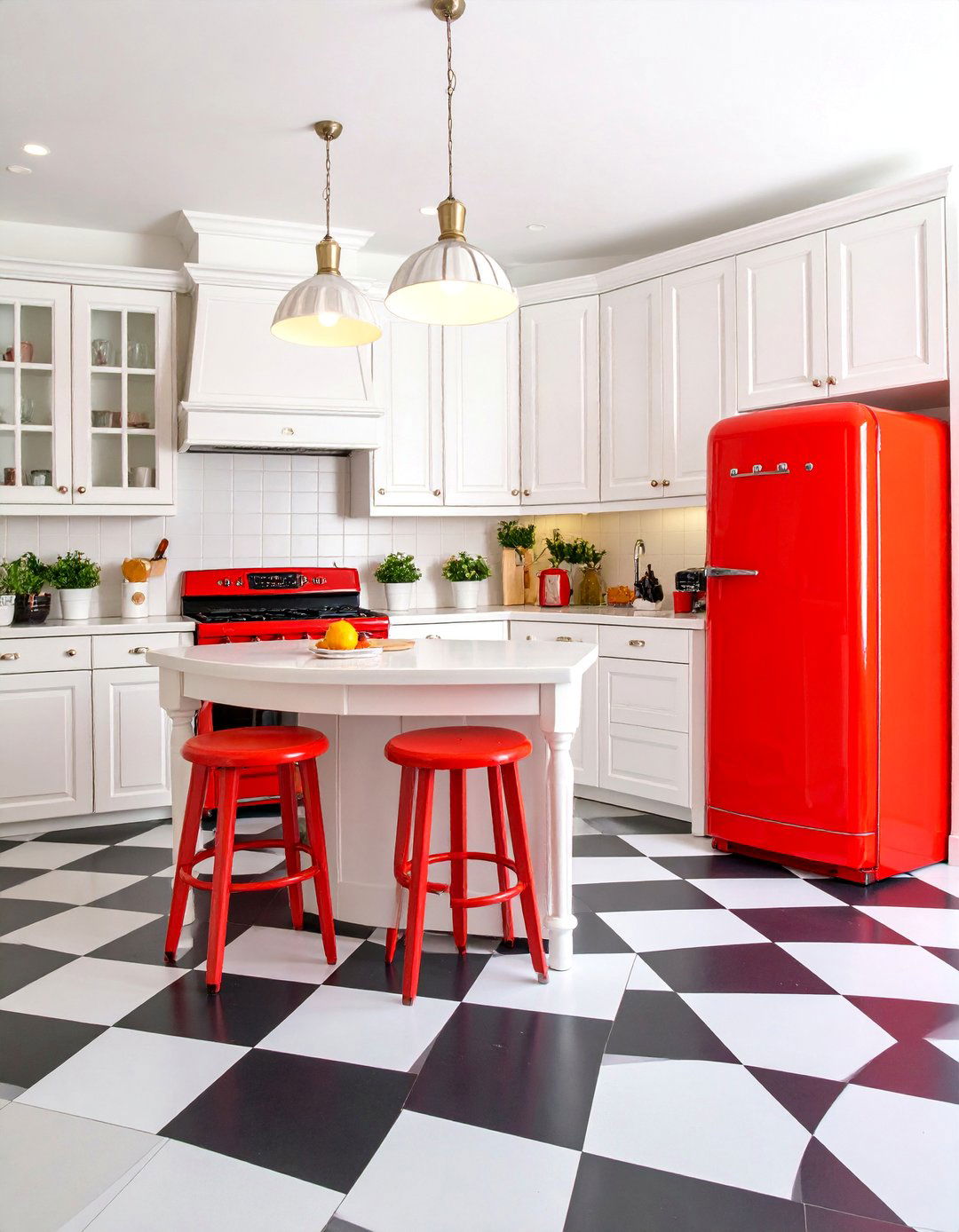 Vintage Black and White Checkered Floor Kitchen - 25 Vintage Kitchen Ideas