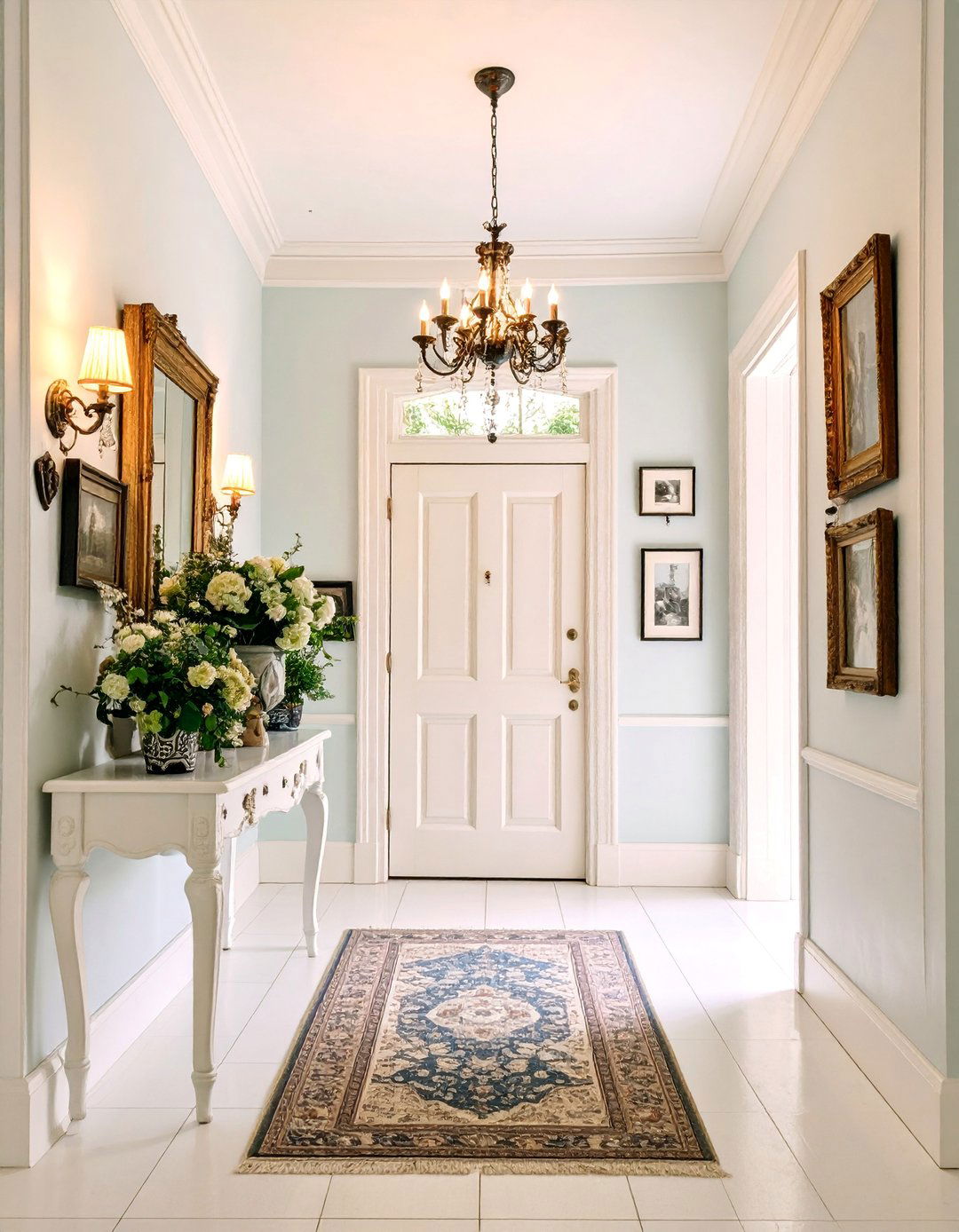 Vintage Black and White Gallery Wall Entryway - 25 Black and White Entryway Design Ideas