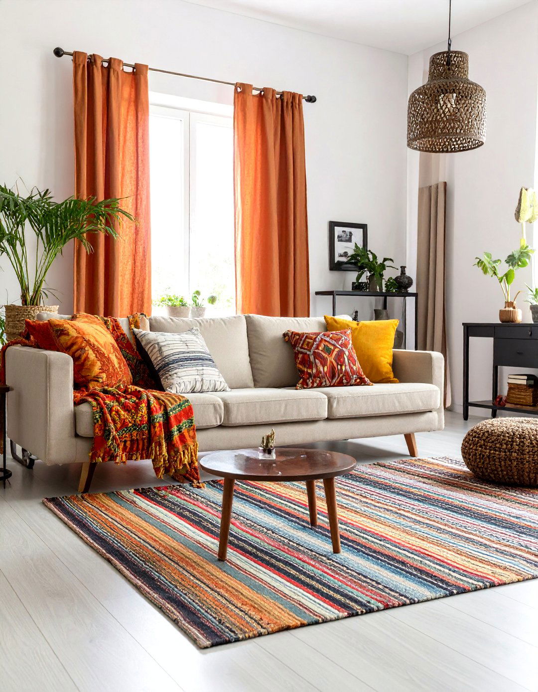 Vintage Black and White Pattern Mixing Lounge - 25 Black and White Boho Living Room Ideas