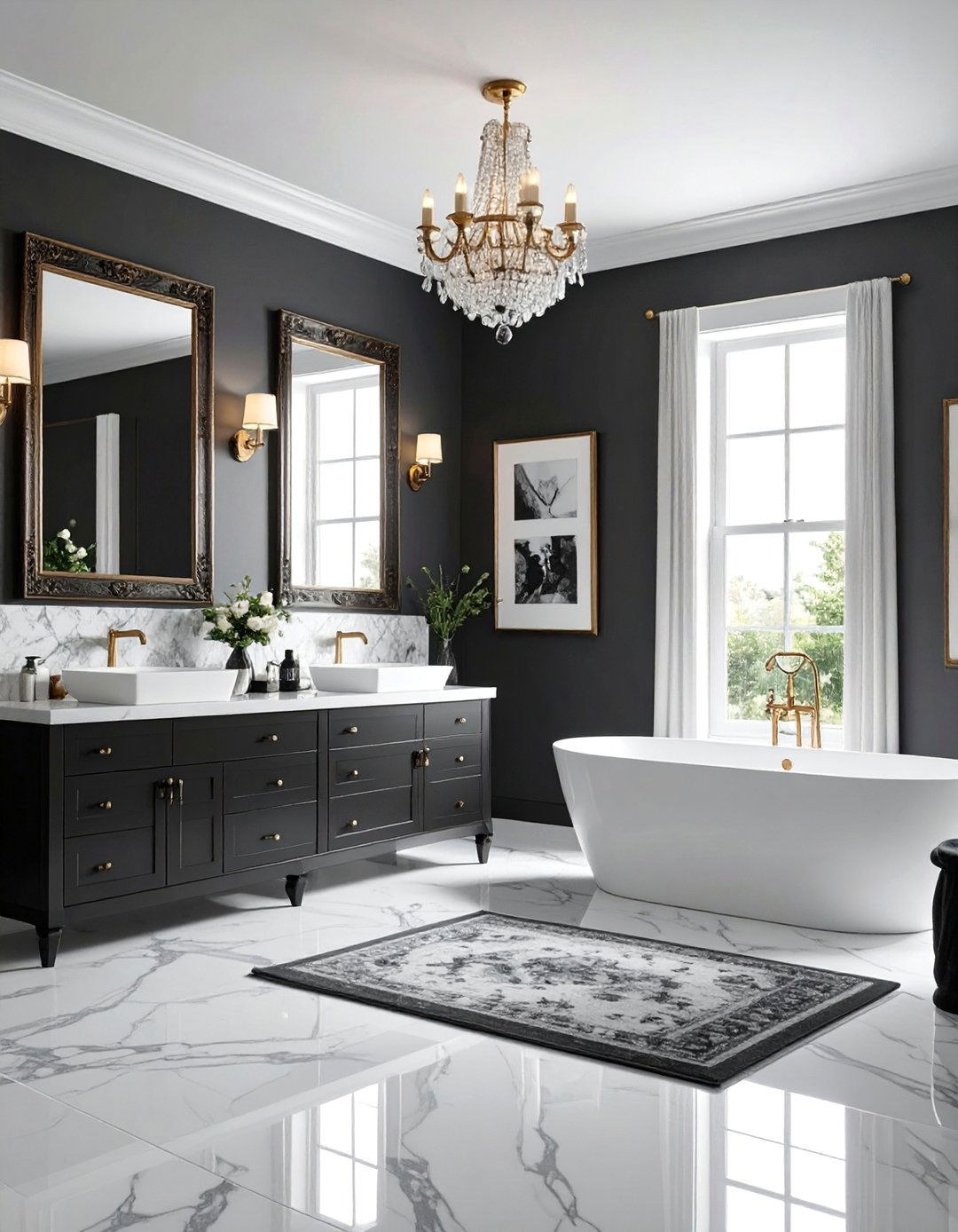 Vintage Black and White Photography Gallery - 25 Black and White Powder Room Ideas