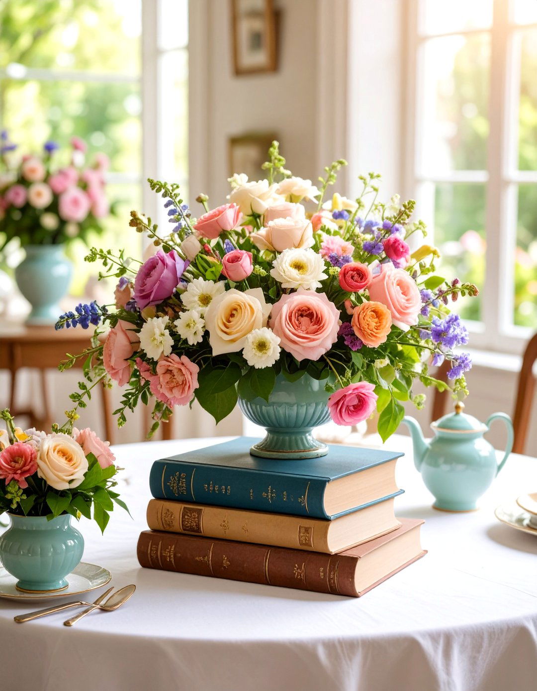 Vintage Book Stack Centerpiece - 25 Centerpiece Ideas