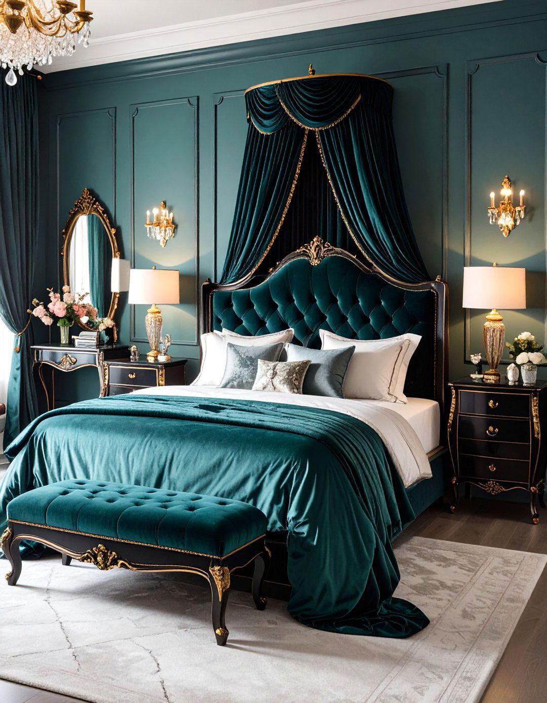 Vintage Boudoir Black and White Glamour - 25 Feminine Black and White Bedroom Ideas