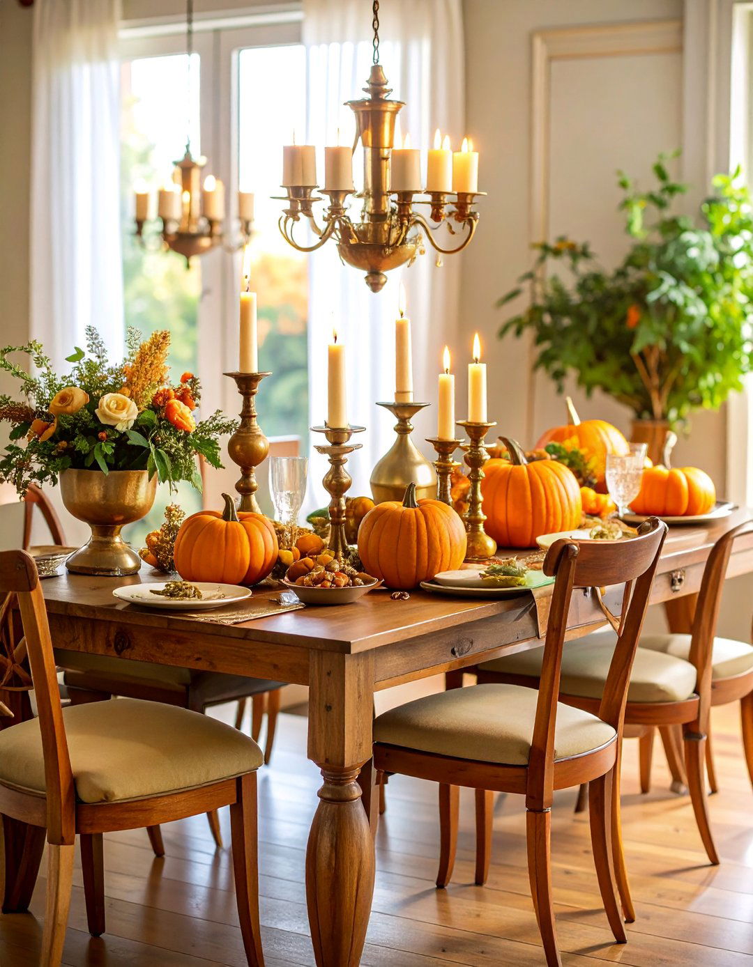Vintage Brass and Copper Accents - 25 Thanksgiving Centerpiece Ideas