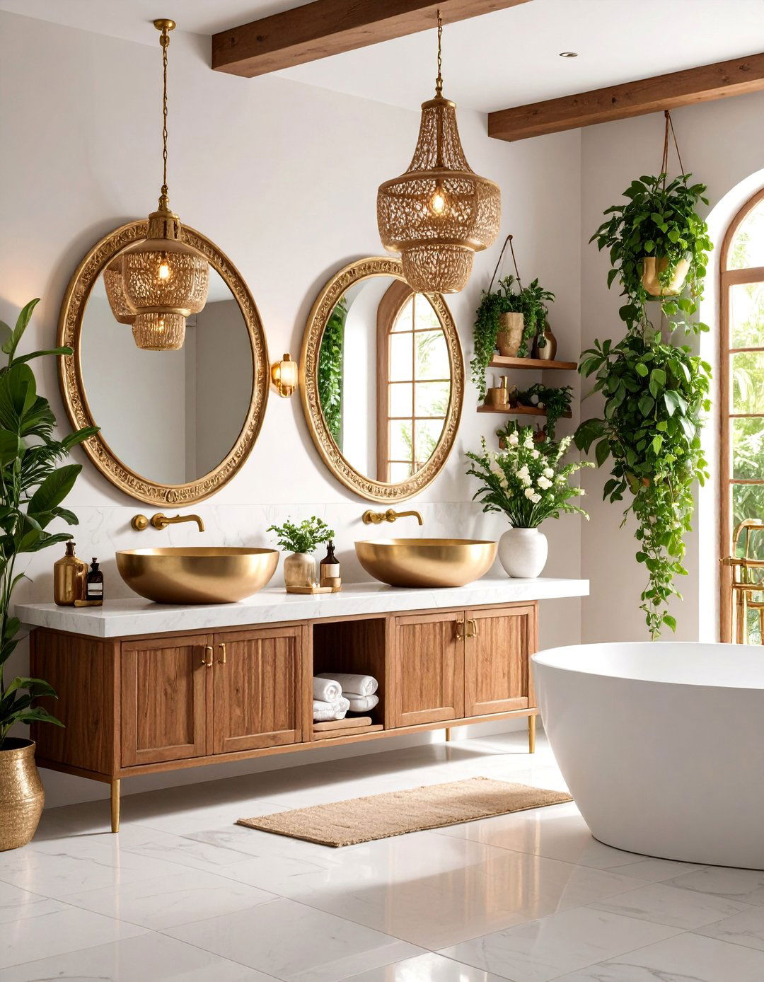 Vintage Brass and Copper Boho Bathroom Theme - 25 Boho Bathroom Ideas