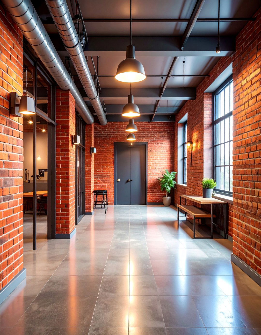Vintage Brick Effect Hallway Wallpaper with Industrial Warehouse Texture - 25 Hallway Wallpaper Ideas