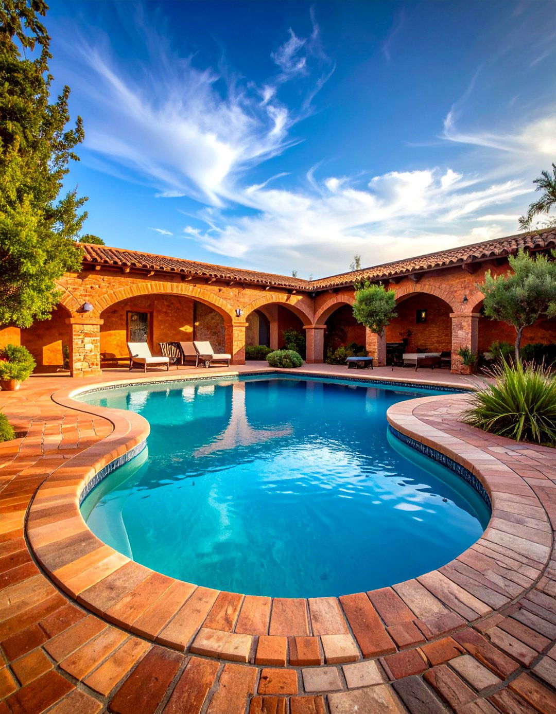 Vintage Brick Reclaimed Pool Courtyard - 25 Pavers Around Pool Ideas