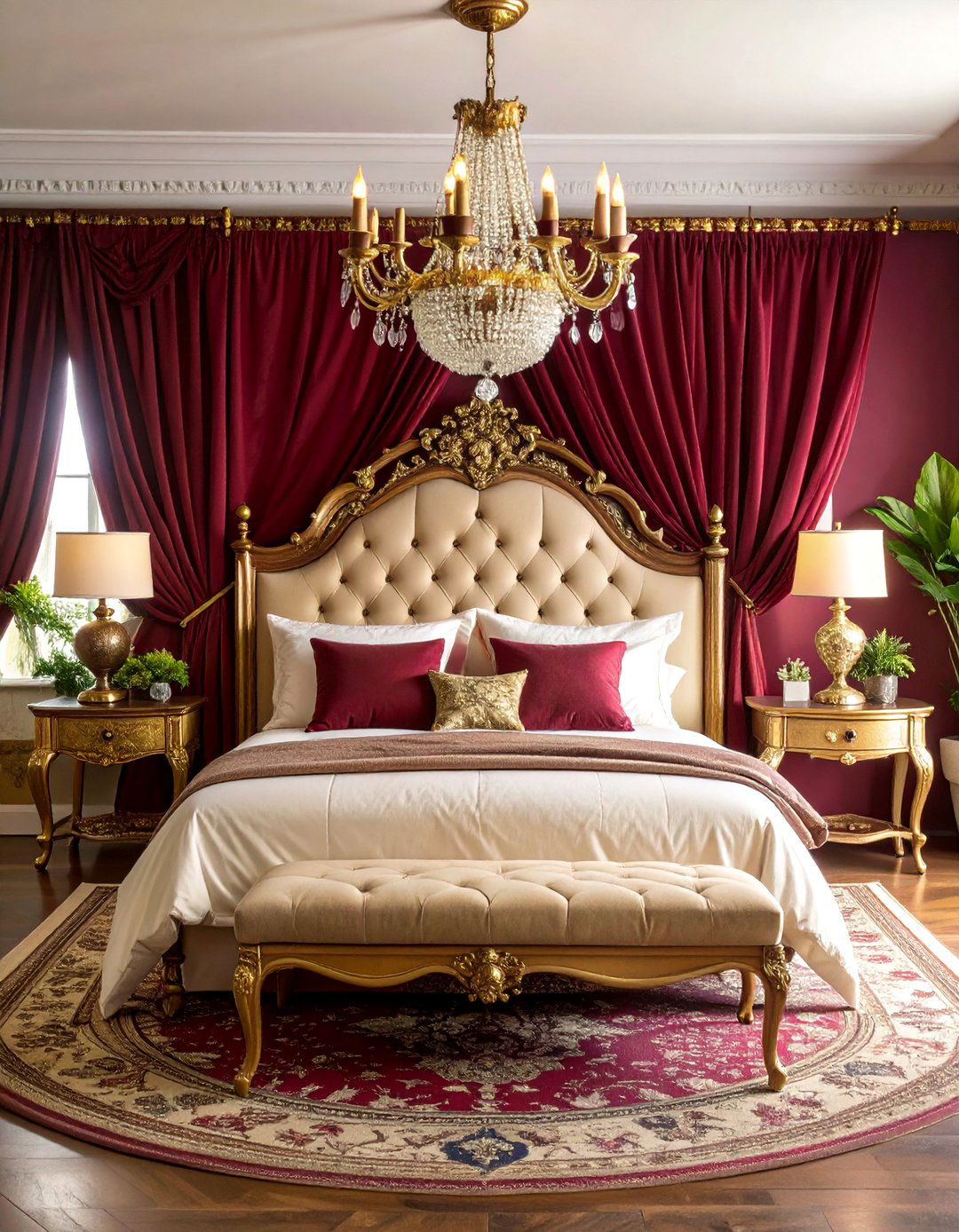 Vintage Burgundy with Gold Accents - 25 Burgundy Bedroom Ideas
