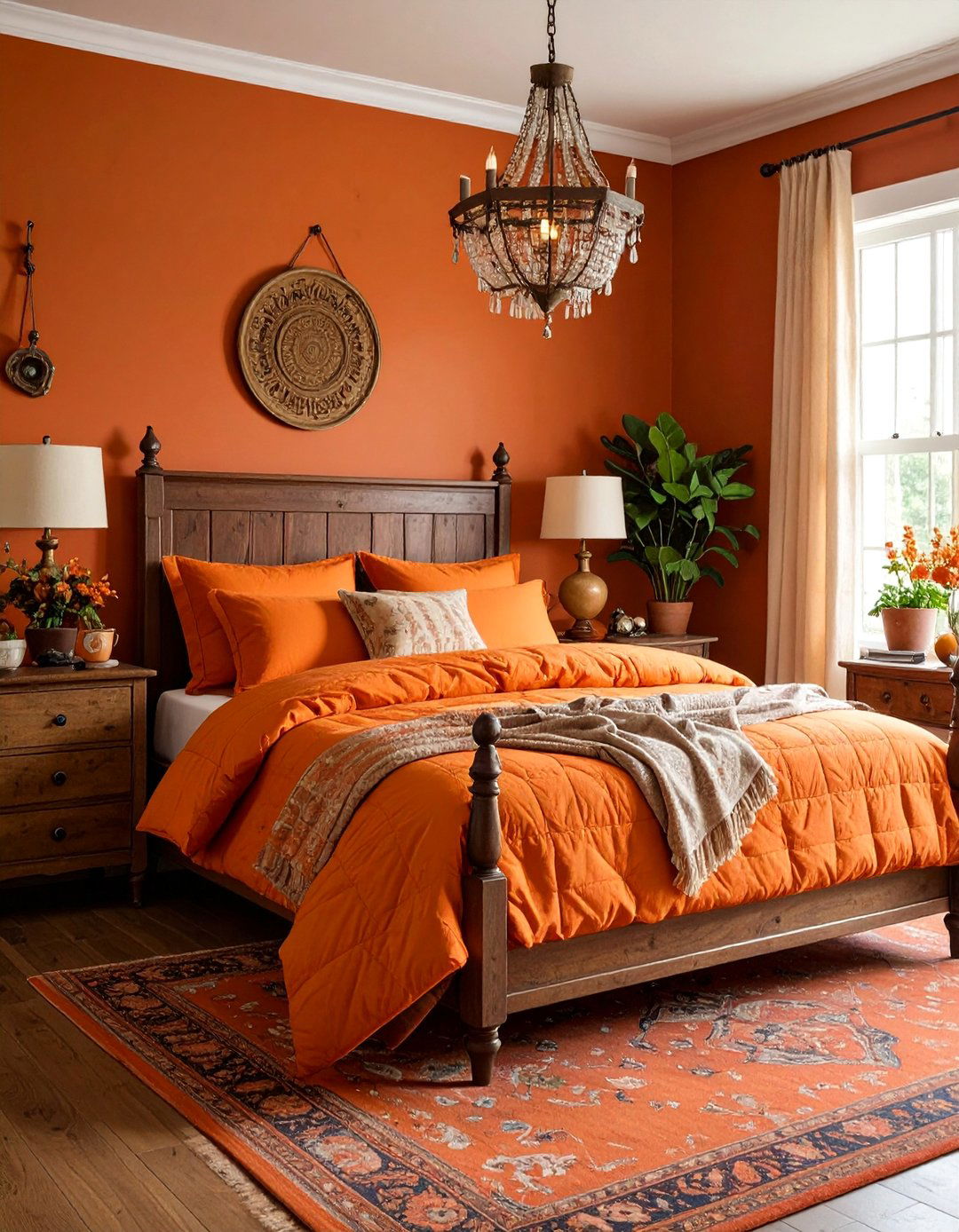 Vintage Burnt Orange Bedroom with Antique Furnishings - 25 Burnt Orange Bedroom Ideas