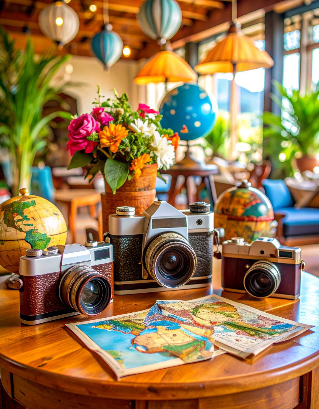 Vintage Camera and Travel Centerpiece - 25 non-floral wedding centerpiece ideas