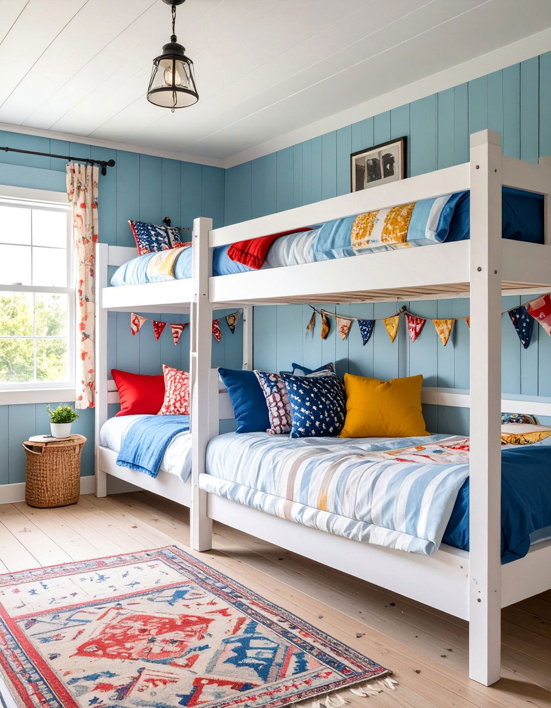 Vintage Camp Style Bunk Room with Americana Touches - 25 bunk room ideas