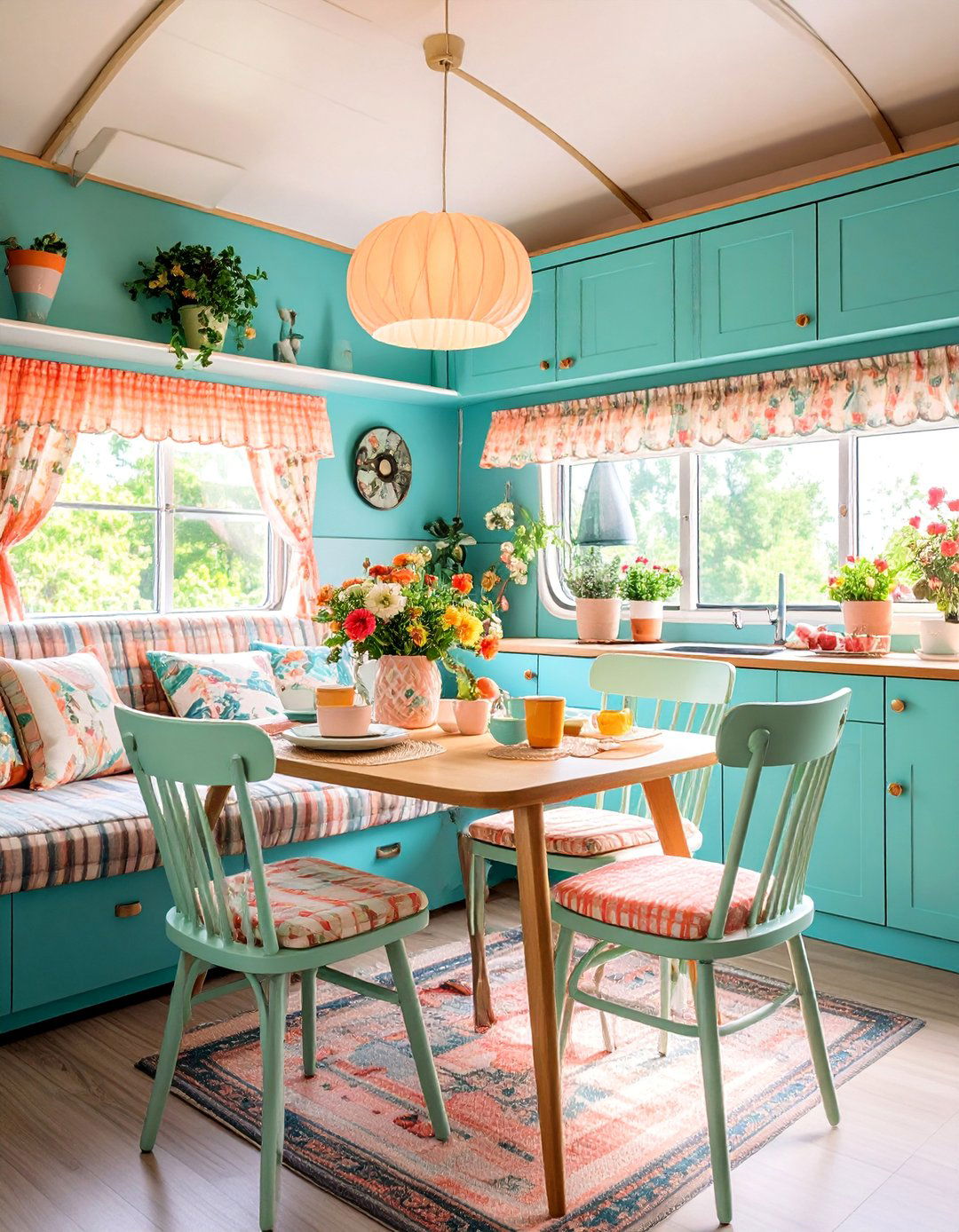 Vintage Camper Themed Dining Nook - 25 Rv Wallpaper Ideas