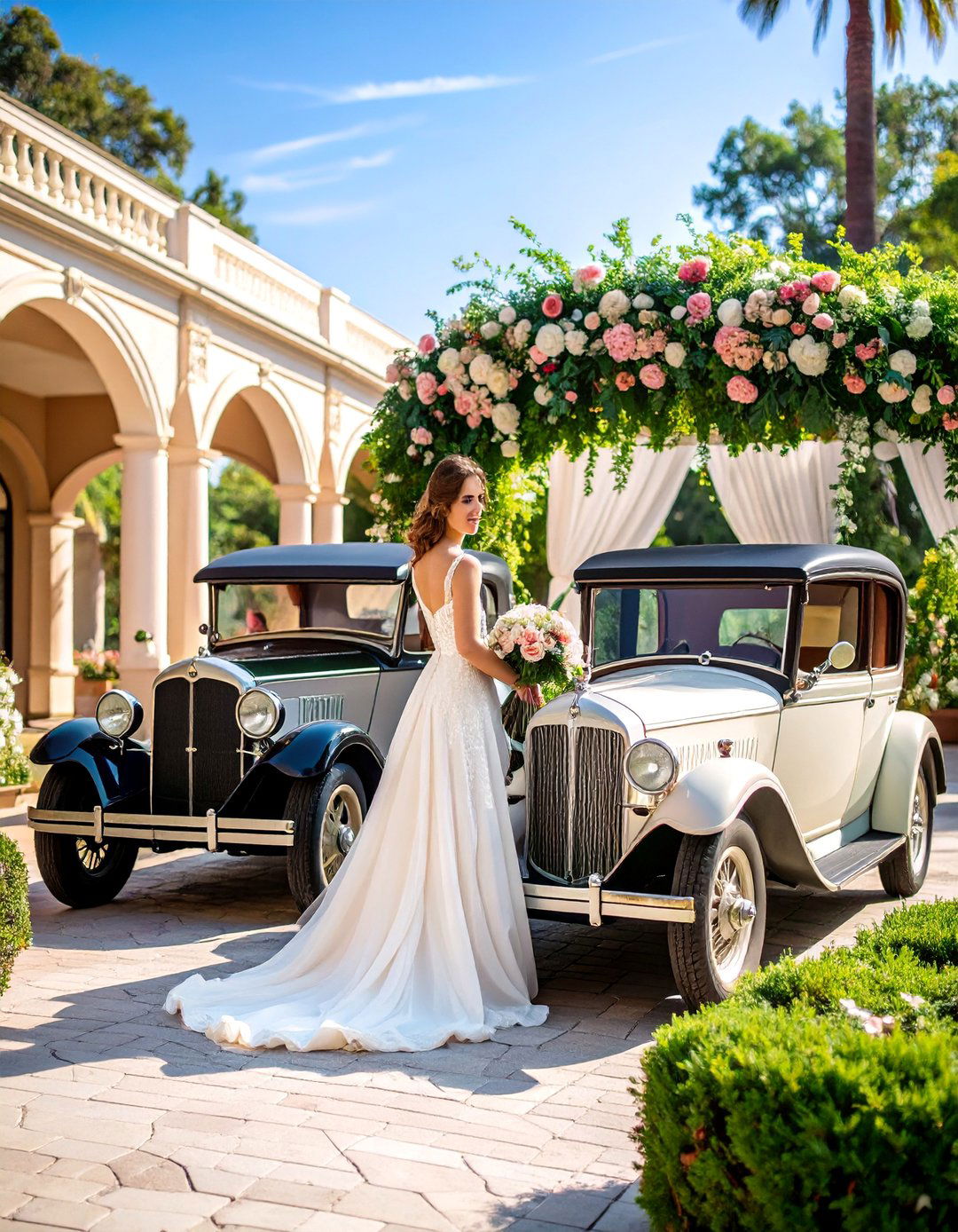 Vintage Car Arrival Wedding Theme - 25 Great Gatsby Wedding Ideas