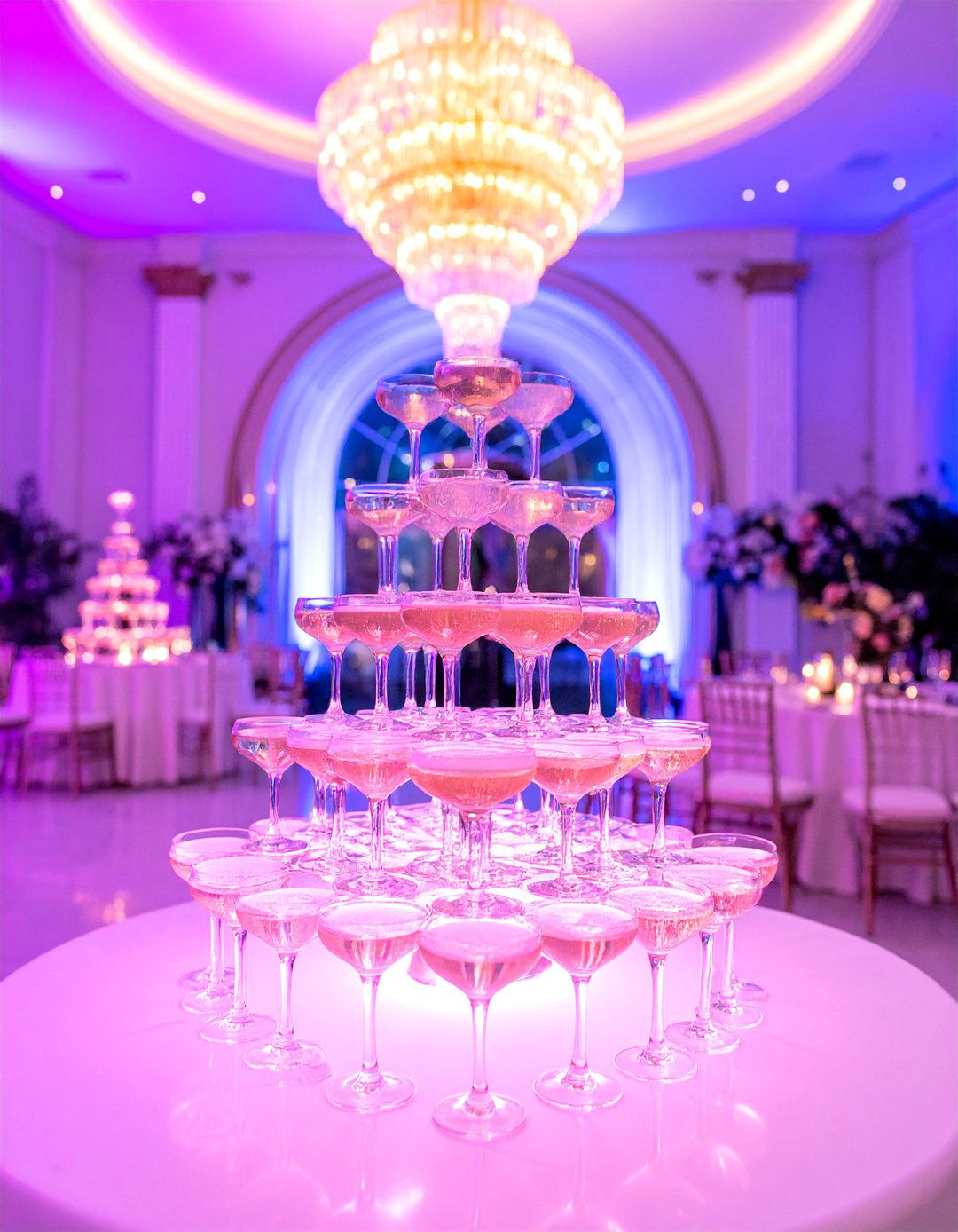 Vintage Champagne Tower Wedding Display - 25 Great Gatsby Wedding Ideas