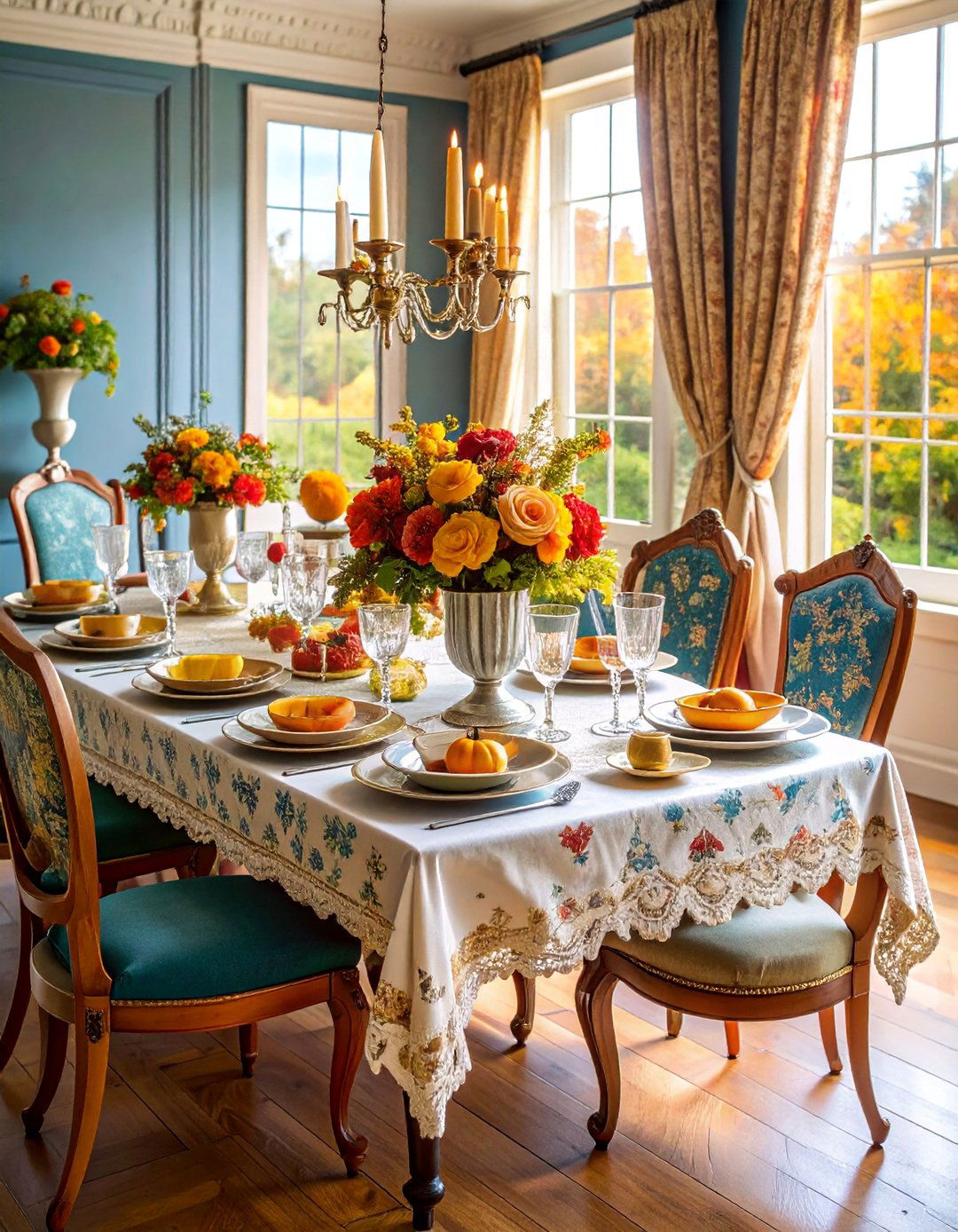 Vintage China and Crystal Elegance - 25 Friendsgiving Decor Ideas