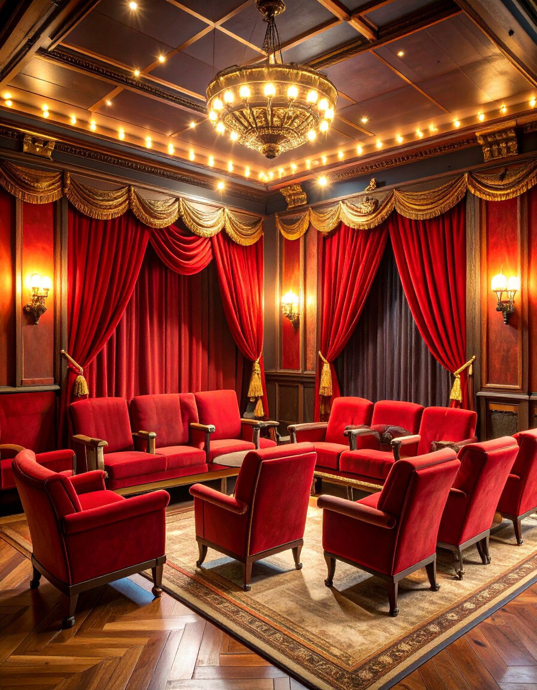 Vintage Cinema Theme with Classic Movie Posters - 25 Home Theater Ideas