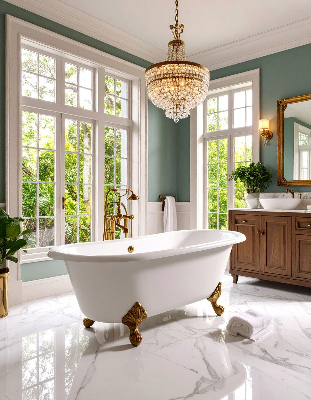 Vintage Claw Foot Tub with Exposed Plumbing - 25 Country Bathroom Ideas