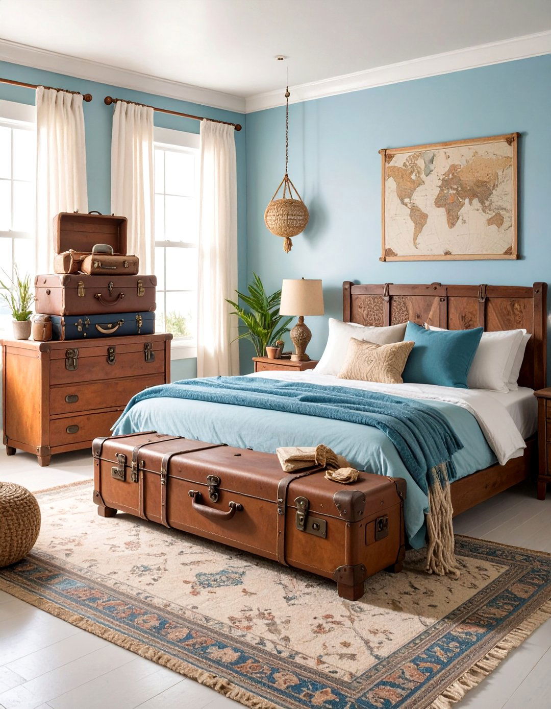 Vintage Coastal Trunk Storage Bedroom - 25 Boho Beach Bedroom Ideas