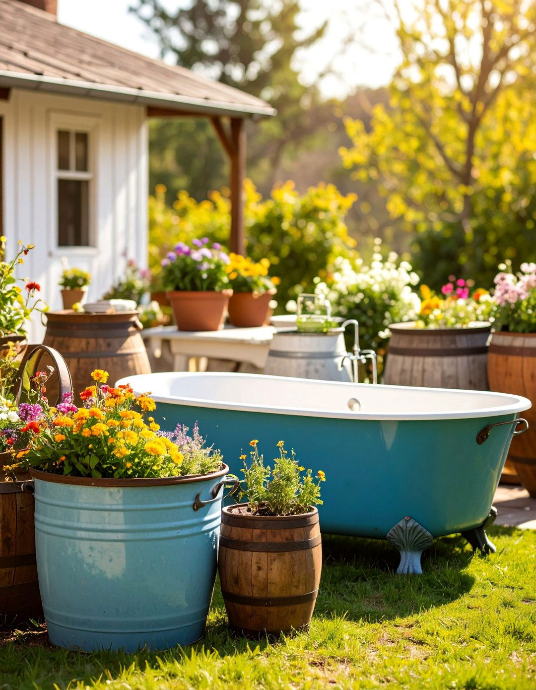 Vintage Container Collection Backyard Pond - 25 Backyard Pond Ideas