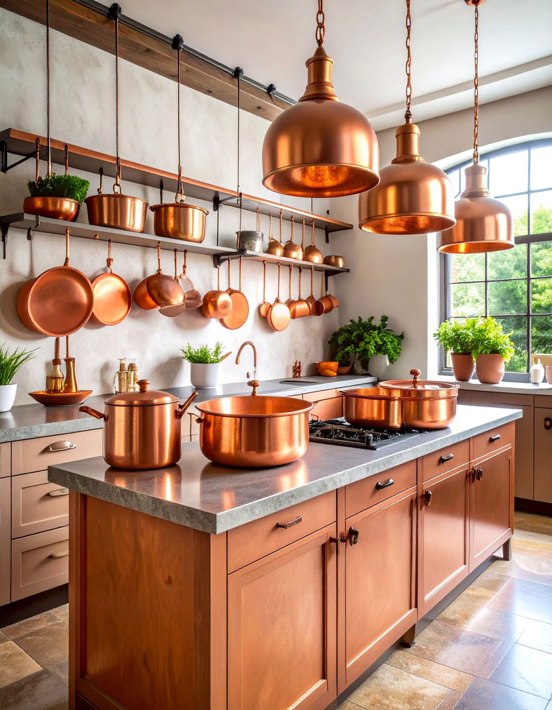Vintage Copper Kitchen Accessories Theme - 25 French Country Kitchen Ideas