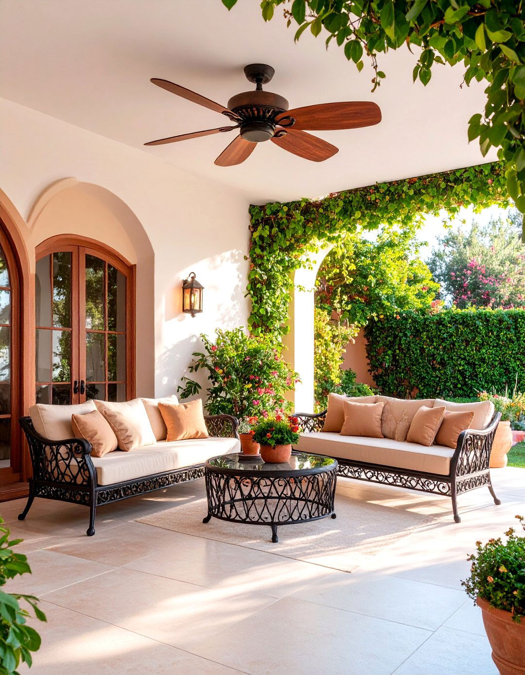 Vintage Copper Patio Fan with Patina Finish - 25 Patio Fan Ideas