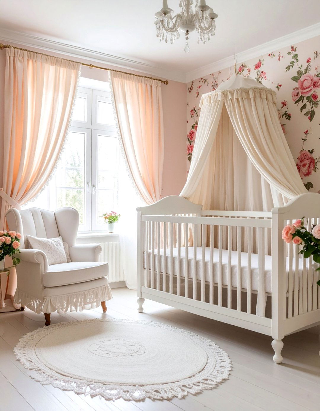 Vintage Cottage Room with Floral Wallpaper - 25 Baby Room Ideas