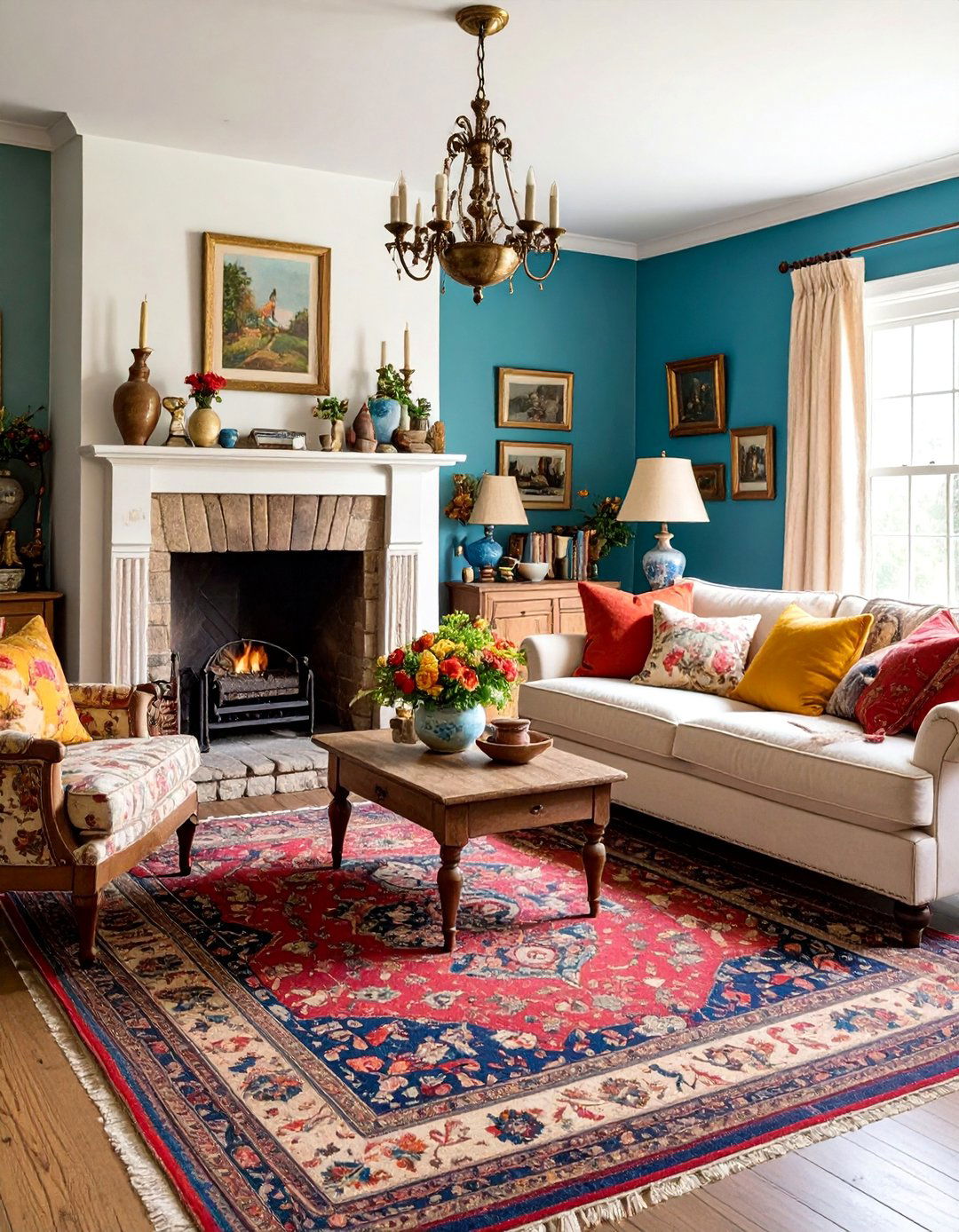 Vintage Country Living Room with Antique Collections - 25 Country Living Room Ideas