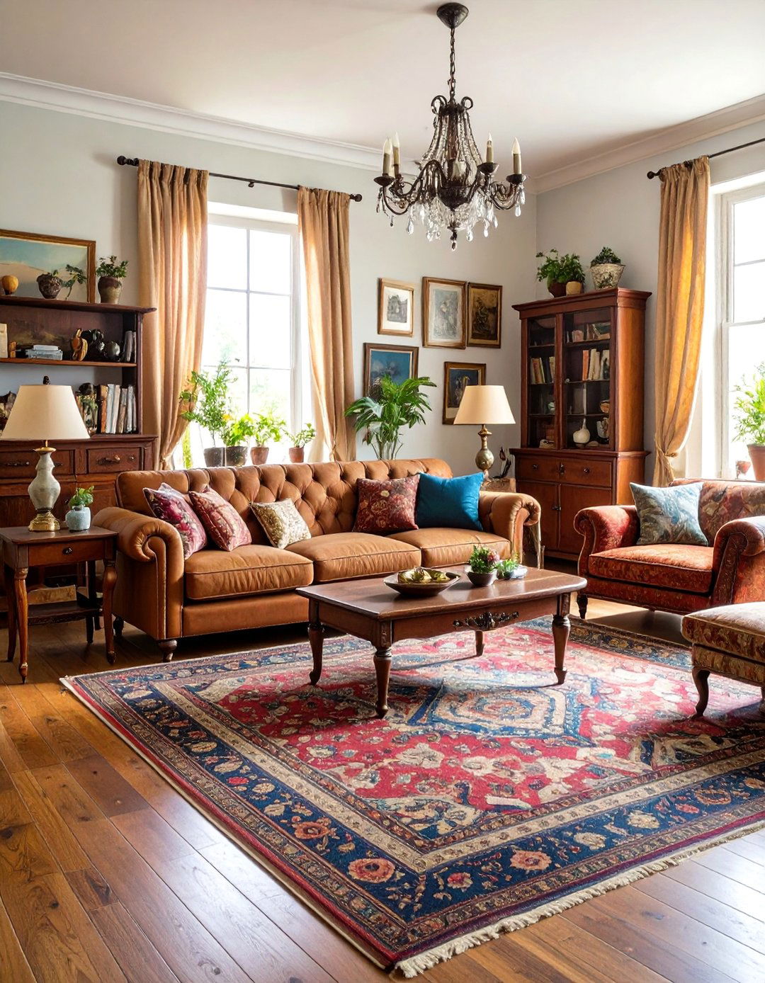 Vintage Dark Brown Couch with Antique Accessories - 25 Dark Brown Couch Living Room Ideas