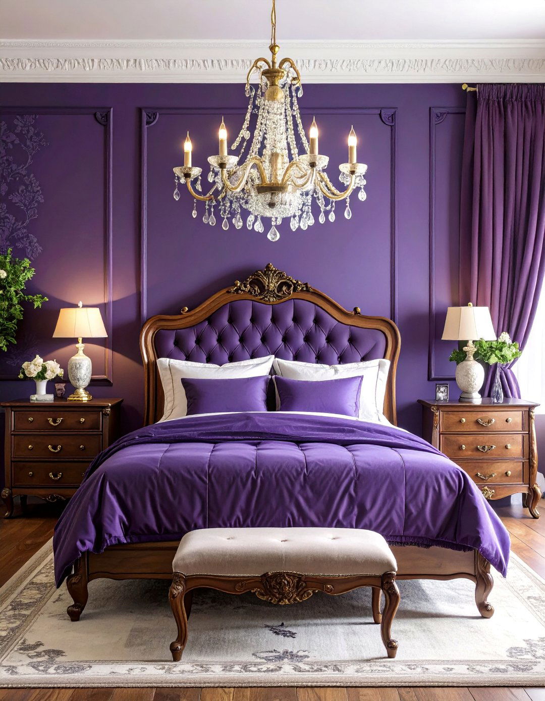 Vintage Dark Purple Bedroom with Antique Furniture - 25 Dark Purple Bedroom Ideas