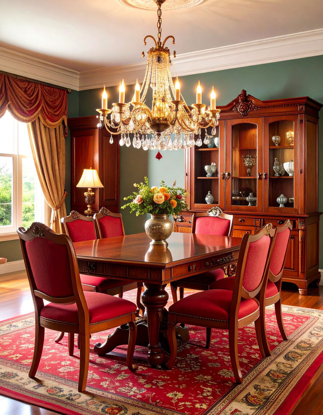 Vintage Dining Room with Antique China Cabinet Display - 25 Vintage Dining Room Ideas
